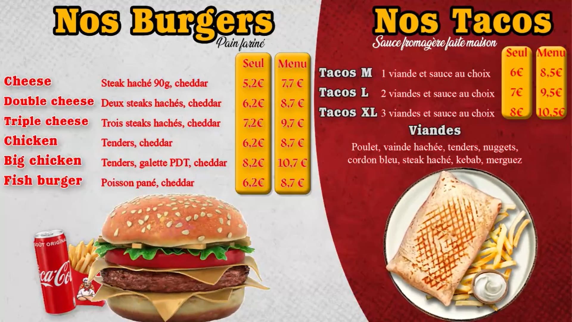 Menu board pour Toscana