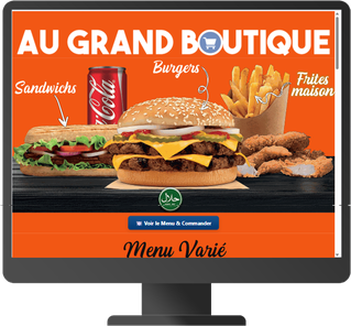 Site de commande de Au Grand Boutique, affiché sur un écran d'ordinateur