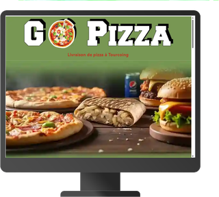 Site de commande de Go Pizza, affiché sur un écran d'ordinateur