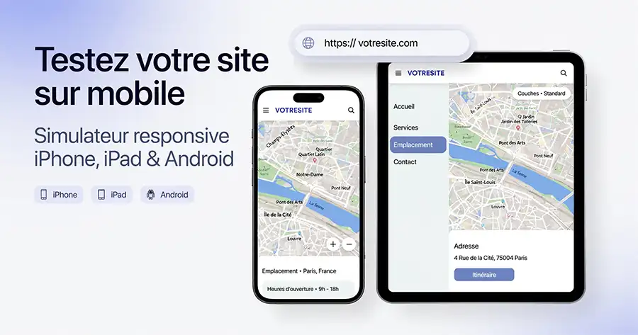 Test d'affichage responsive sur mobile