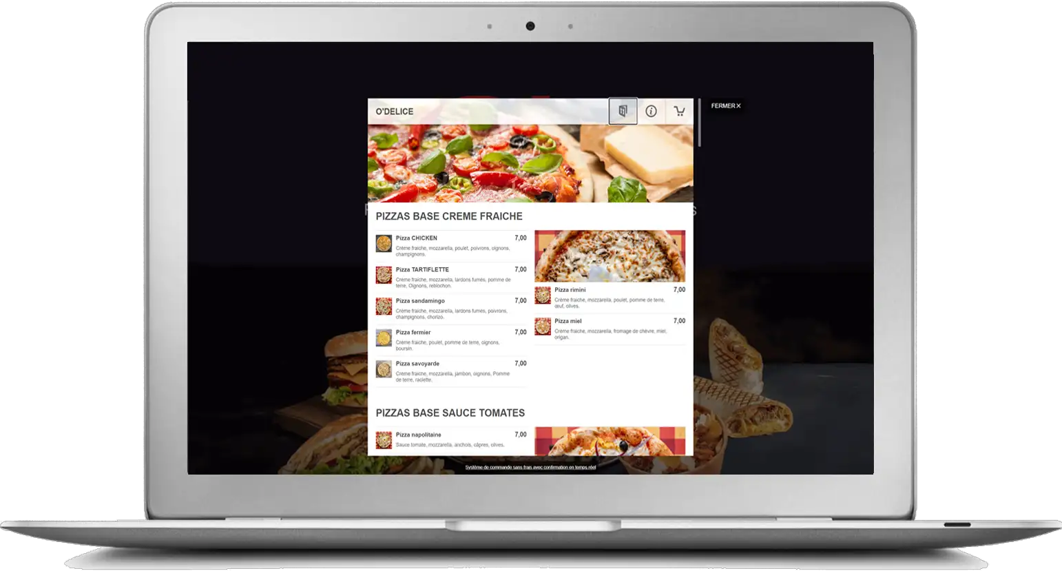Site internet avec prise de commande pour restaurant à Lens